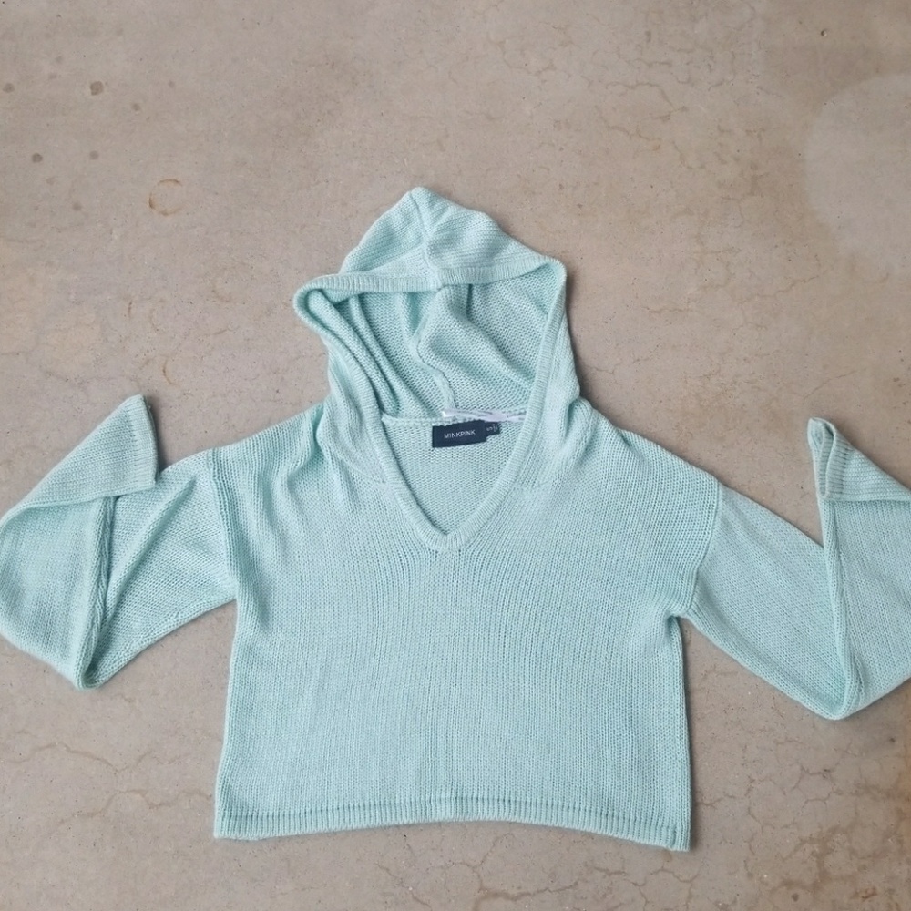 Mink Pink Aquatint knit cropped Hoodie